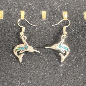 Swordfish Dangle Earrings for Pierced Ears